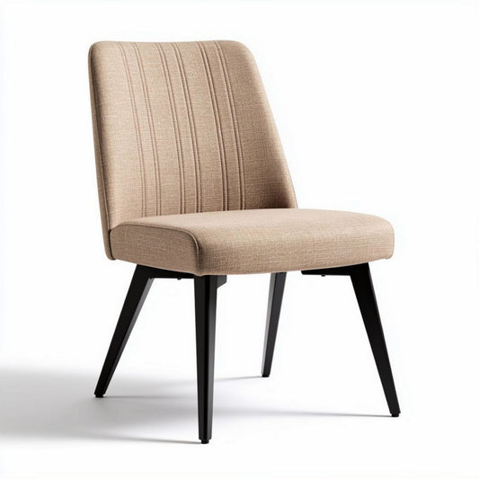 Chaise en tissu beige avec piètement en métal noir dimensions 45 x 45 x 90cm