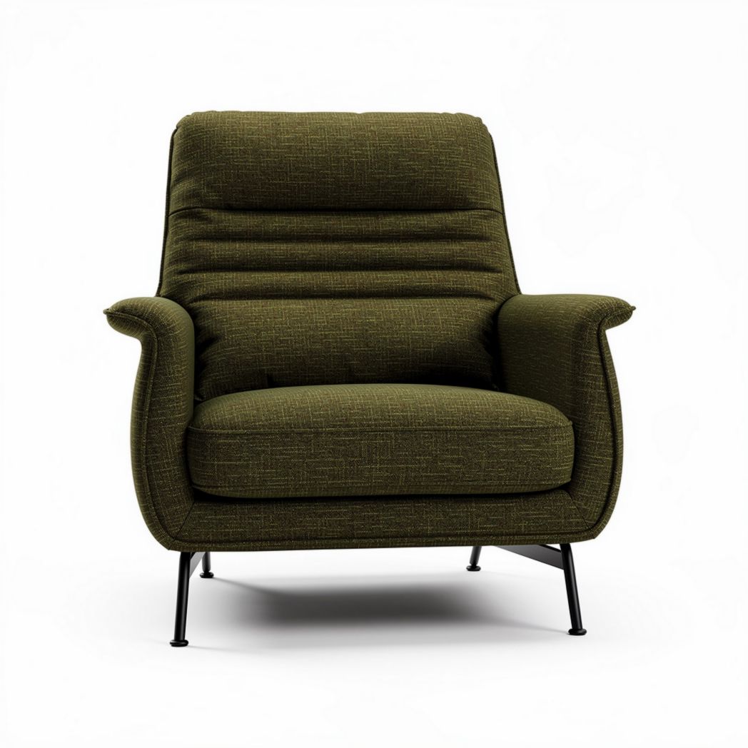 Fauteuil en tissu vert foncé avec rembourrage épais et pieds en métal 80 x 80 x 90cm