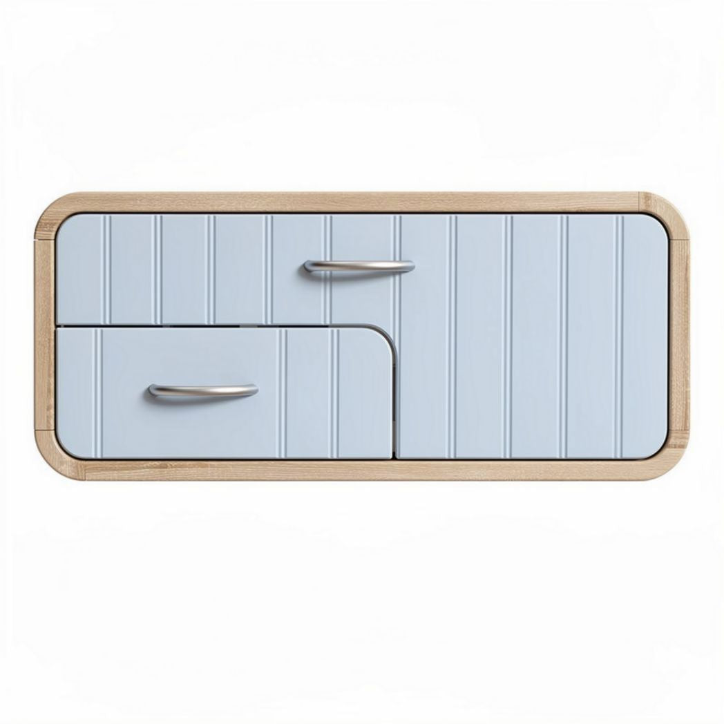 Meuble de rangement mural en bois et plastique bleu 60 x 30 x 12cm