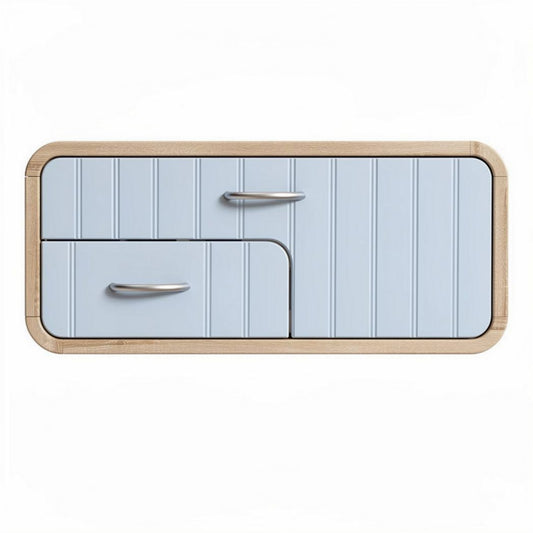 Meuble de rangement mural en bois et plastique bleu 60 x 30 x 12cm