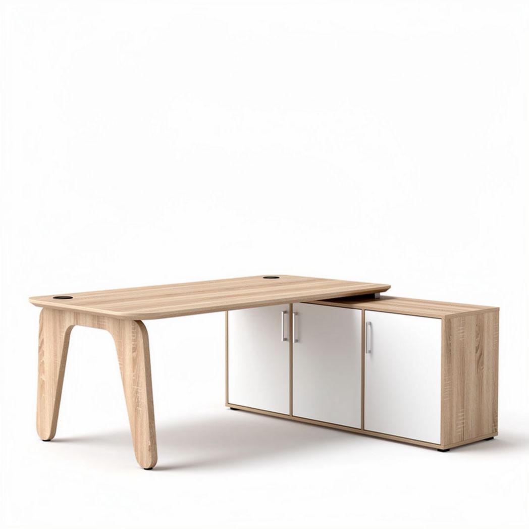 Bureau en bois avec rangement blanc dimensions 150 x 75 x 75cm