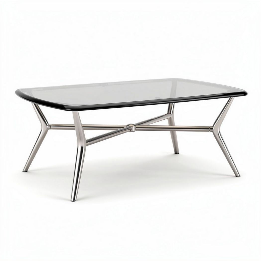 Table basse en verre trempé et métal 120 x 60 x 40cm couleur noir