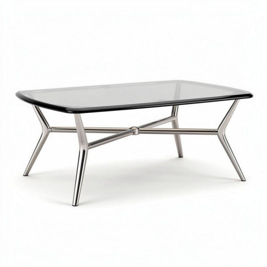 Table basse en verre trempé et métal 120 x 60 x 40cm couleur noir