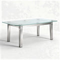 Table basse en verre trempé avec structure en acier inoxydable dimensions 120 x 60 x 40cm