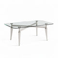 Table basse en verre trempé avec pieds en métal chromé 120 x 80 x 40cm
