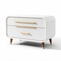 Table de chevet en bois blanc et doré avec deux tiroirs 60 x 40 x 45cm