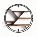 Étagère murale en bois et métal rond diamètre 60cm avec quatre étagères