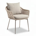 Chaise d'extérieur en plastique tressé avec coussin 75 x 75 x 80cm beige