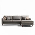 Canapé d'angle en tissu gris avec coussins décoratifs 240 x 90 x 85cm