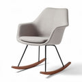 Chaise à bascule en tissu gris avec structure en bois et métal 80 x 60 x 90cm