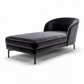 Chaise longue en simili cuir noir avec piètement en métal 200 x 80 x 70cm